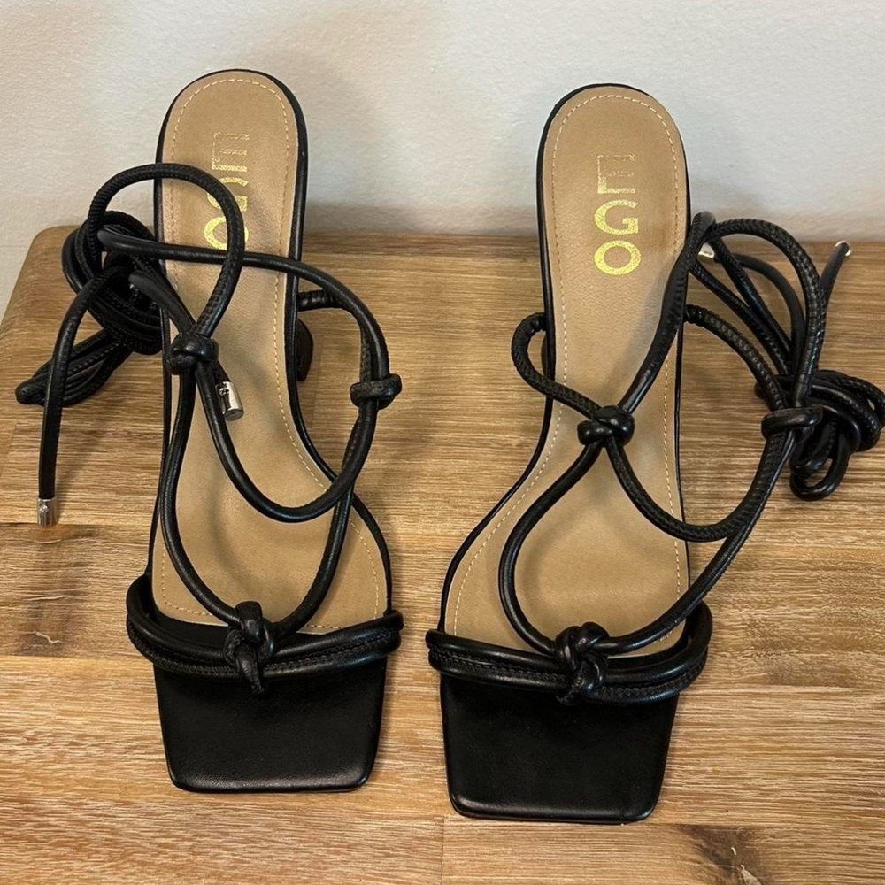 EGO Black Strappy Heels Size‎ 10